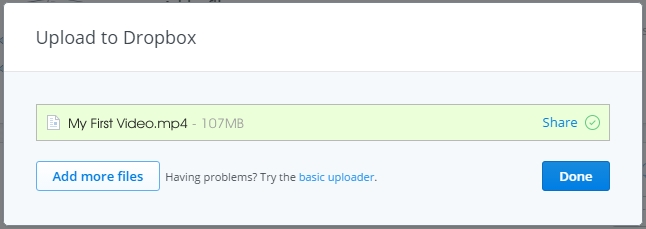 dropbox uploaded